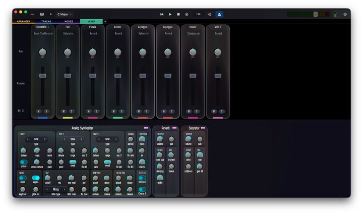 The mixer view.