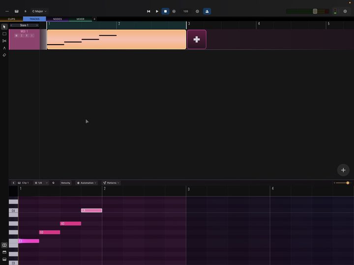 Resizing a clip by dragging its bottom-right corner.