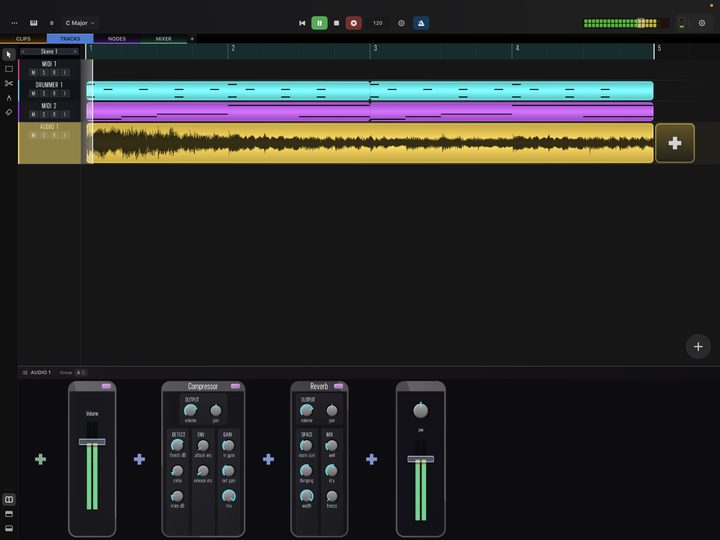 Recording audio into a track.