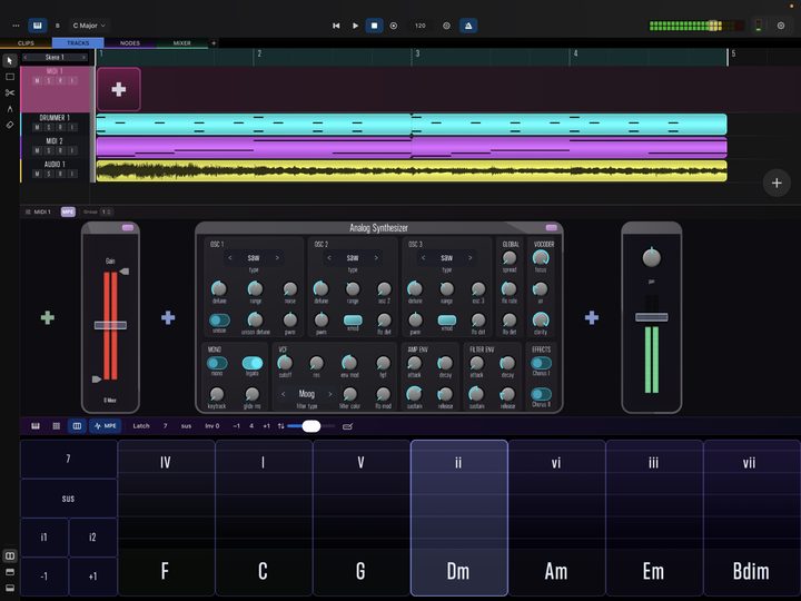 Chord pads with built-in arpeggio mode.