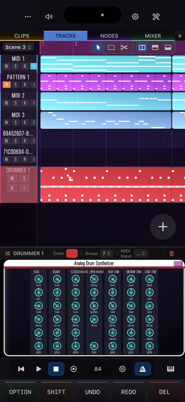 DAW tracks view